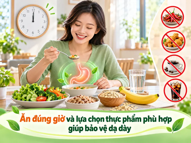 Ăn đúng giờ và lựa chọn thực phẩm phù hợp giúp bảo vệ dạ dày